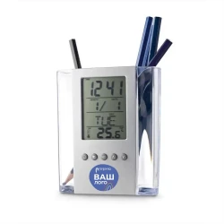 Подставка настольная с будильником, термометром, календарем с вашим лого